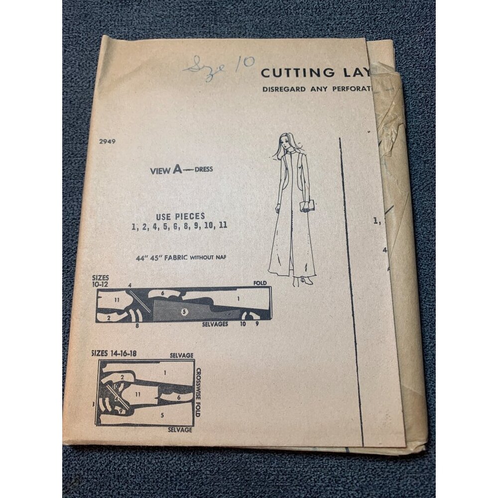 Vintage McCalls 2949 Sewing Pattern 1970s Dress Or Tunic Size 10 uncut